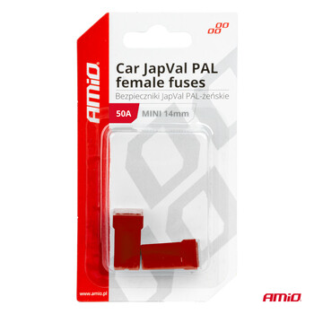 03439/AM ΑΣΦΑΛΕΙΕΣ JapVal PAL ΜΙΝΙ 14mm ΘΗΛΥΚΕΣ 50A ΣΕ ΚΟΚΚΙΝΟ ΧΡΩΜΑ AMIO - 2 Τεμ.