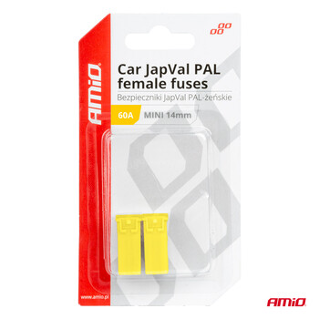03440/AM ΑΣΦΑΛΕΙΕΣ JapVal PAL ΜΙΝΙ 14mm ΘΗΛΥΚΕΣ 60A ΣΕ ΚΙΤΡΙΝΟ ΧΡΩΜΑ AMIO - 2 Τεμ.