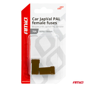03441/AM ΑΣΦΑΛΕΙΕΣ JapVal PAL ΜΙΝΙ 14mm ΘΗΛΥΚΕΣ 70A ΣΕ ΚΑΦΕ ΧΡΩΜΑ AMIO - 2 Τεμ.