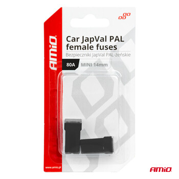 03442/AM ΑΣΦΑΛΕΙΕΣ JapVal PAL ΜΙΝΙ 14mm ΘΗΛΥΚΕΣ 80A ΣΕ ΜΑΥΡΟ ΧΡΩΜΑ AMIO - 2 Τεμ.