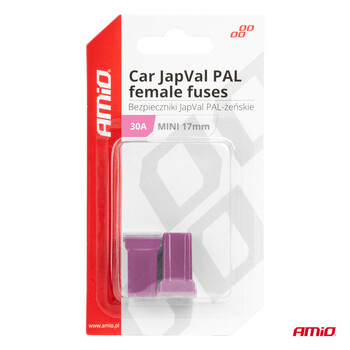 03444/AM ΑΣΦΑΛΕΙΕΣ JapVal PAL ΜΙΝΙ 17mm ΘΗΛΥΚΕΣ 30A ΣΕ ΜΩΒ ΧΡΩΜΑ AMIO - 2 Τεμ.