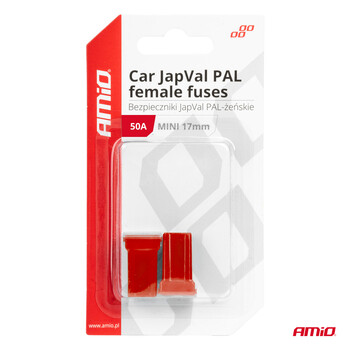 03446/AM ΑΣΦΑΛΕΙΕΣ JapVal PAL ΜΙΝΙ 17mm ΘΗΛΥΚΕΣ 50A ΣΕ ΚΟΚΚΙΝΟ ΧΡΩΜΑ AMIO - 2 Τεμ.
