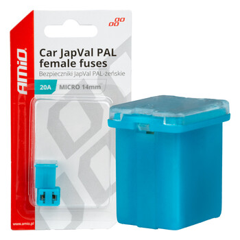 03451/AM ΑΣΦΑΛΕΙΕΣ JapVal PAL ΜICRO 14mm ΘΗΛΥΚΕΣ 20A ΣΕ ΓΑΛΑΖΙΟ ΧΡΩΜΑ AMIO - 2 Τεμ.