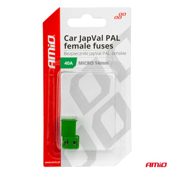 03454/AM ΑΣΦΑΛΕΙΕΣ JapVal PAL ΜICRO 14mm ΘΗΛΥΚΕΣ 40A ΣΕ ΠΡΑΣΙΝΟ ΧΡΩΜΑ AMIO - 2 Τεμ.