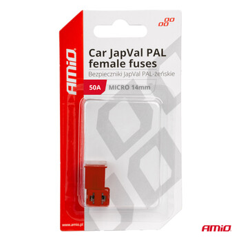 03455/AM ΑΣΦΑΛΕΙΕΣ JapVal PAL ΜICRO 14mm ΘΗΛΥΚΕΣ 50A ΣΕ ΚΟΚΚΙΝΟ ΧΡΩΜΑ AMIO - 2 Τεμ.