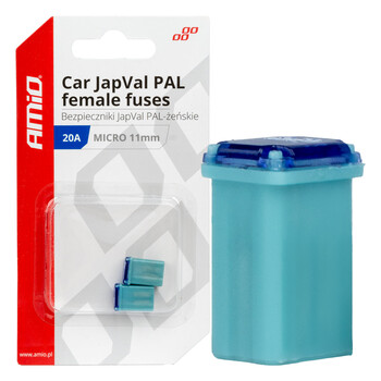 03458/AM ΑΣΦΑΛΕΙΕΣ JapVal PAL ΜICRO 11mm ΘΗΛΥΚΕΣ 20A ΣΕ ΓΑΛΑΖΙΟ ΧΡΩΜΑ AMIO - 2 Τεμ.