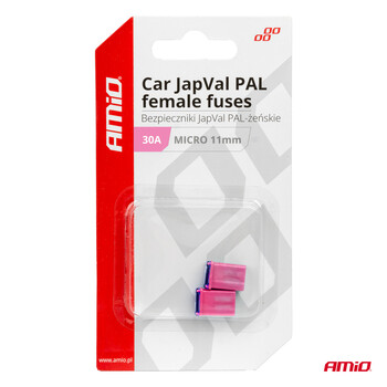 03460/AM ΑΣΦΑΛΕΙΕΣ JapVal PAL ΜICRO 11mm ΘΗΛΥΚΕΣ 30A ΣΕ ΡΟΖ ΧΡΩΜΑ AMIO - 2 Τεμ.