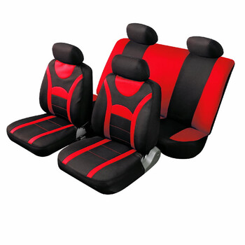Autoline  Καλύμματα ΣΕΤ Universal με Αποσπώμενο Κεφαλάρι (PolyMesh) HERA 10 τμχ - ΜΑΥΡΟ/ΚΟΚΚΙΝΟ