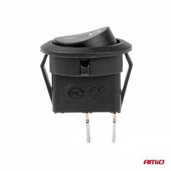 03083/AM ΔΙΑΚΟΠΤΗΣ ON/OFF 2 ΕΠΑΦΩΝ 12V 20A  ΣΤΡΟΓΓΥΛΟΣ Φ20mm ΜΑΥΡΟΣ AMIO - 1 τεμ.