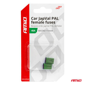 03461/AM ΑΣΦΑΛΕΙΕΣ JapVal PAL ΜICRO 11mm ΘΗΛΥΚΕΣ 40A ΣΕ ΠΡΑΣΙΝΟ ΧΡΩΜΑ AMIO - 2 Τεμ.