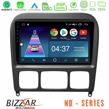 Bizzar nd Series 8core Android13 2+32gb Mercedes s Class 1999-2004 (W220) Navigation Multimedia Tablet 9 u-nd-Mb0765b