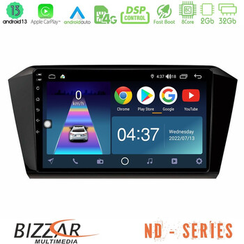 Bizzar nd Series 8core Android13 2+32gb vw Passat Navigation Multimedia Tablet 10 u-nd-Vw0055