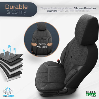 OT86751/AM ΚΑΛΥΜΜΑΤΑ ΚΑΘΙΣΜΑΤΩΝ OTOM SWAN 501 BLACK ΜΑΥΡΟ/ΓΚΡΙ ΣΚΟΥΡΟ ΛΙΝΟ & ΔΕΡΜΑΤΙΝΗ SET ΑΜΙΟ - 1 σετ.