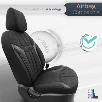 OT86751/AM ΚΑΛΥΜΜΑΤΑ ΚΑΘΙΣΜΑΤΩΝ OTOM SWAN 501 BLACK ΜΑΥΡΟ/ΓΚΡΙ ΣΚΟΥΡΟ ΛΙΝΟ & ΔΕΡΜΑΤΙΝΗ SET ΑΜΙΟ - 1 σετ.