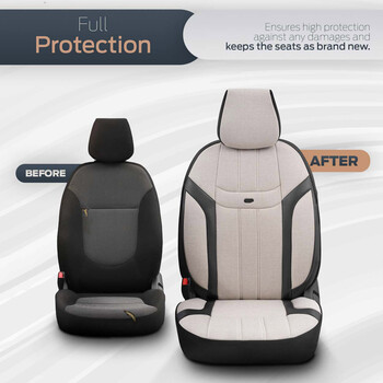 OT86753/AM ΚΑΛΥΜΜΑΤΑ ΚΑΘΙΣΜΑΤΩΝ OTOM SWAN 503 BEIGE ΜΑΥΡΟ/ΜΠΕΖ ΛΙΝΟ & ΔΕΡΜΑΤΙΝΗ SETΑΜΙΟ - 1 σετ.