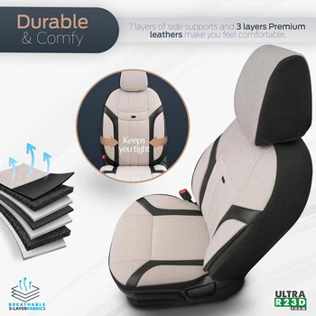 OT86753/AM ΚΑΛΥΜΜΑΤΑ ΚΑΘΙΣΜΑΤΩΝ OTOM SWAN 503 BEIGE ΜΑΥΡΟ/ΜΠΕΖ ΛΙΝΟ & ΔΕΡΜΑΤΙΝΗ SETΑΜΙΟ - 1 σετ.