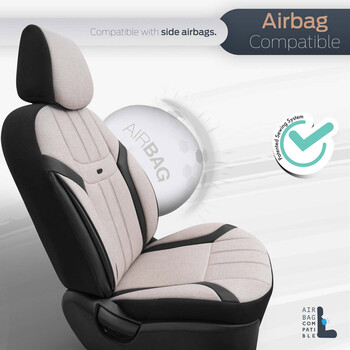 OT86753/AM ΚΑΛΥΜΜΑΤΑ ΚΑΘΙΣΜΑΤΩΝ OTOM SWAN 503 BEIGE ΜΑΥΡΟ/ΜΠΕΖ ΛΙΝΟ & ΔΕΡΜΑΤΙΝΗ SETΑΜΙΟ - 1 σετ.