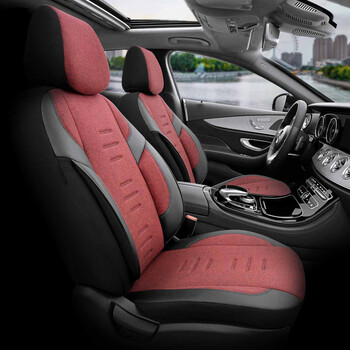 OT86756/AM ΚΑΛΥΜΜΑΤΑ ΚΑΘΙΣΜΑΤΩΝ OTOM  THRONE 103 RED ΜΑΥΡΟ/ΓΚΡΙ/ΚΟΚΚΙΝΟ ΛΙΝΟ & ΔΕΡΜΑΤΙΝΗ SET ΑΜΙΟ - 1 σετ.