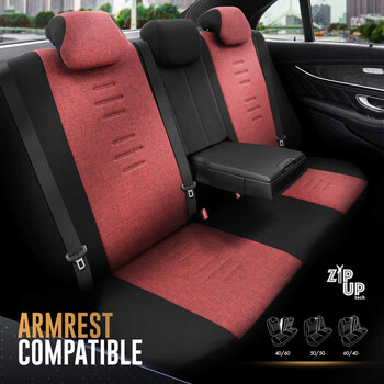 OT86756/AM ΚΑΛΥΜΜΑΤΑ ΚΑΘΙΣΜΑΤΩΝ OTOM  THRONE 103 RED ΜΑΥΡΟ/ΓΚΡΙ/ΚΟΚΚΙΝΟ ΛΙΝΟ & ΔΕΡΜΑΤΙΝΗ SET ΑΜΙΟ - 1 σετ.