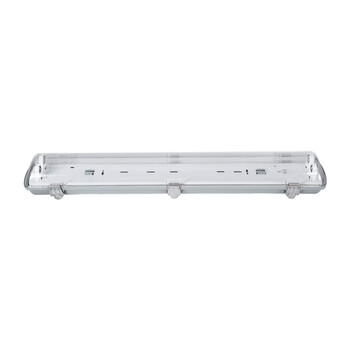GloboStar® 90611 60cm Tri-Proof Πλαστικό PC Σκαφάκι με Μεταλλικά Clips για 2 x Λάμπες T8 Τύπου Φθορίου LED Τροφοδοσίας Ενός Άκρου Αδιάβροχο IP65