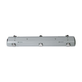 GloboStar® 90611 60cm Tri-Proof Πλαστικό PC Σκαφάκι με Μεταλλικά Clips για 2 x Λάμπες T8 Τύπου Φθορίου LED Τροφοδοσίας Ενός Άκρου Αδιάβροχο IP65