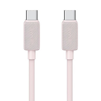 USAMS καλώδιο USB-C σε USB-C US-SJ691, 60W, 480Mbps, 1m, ροζ