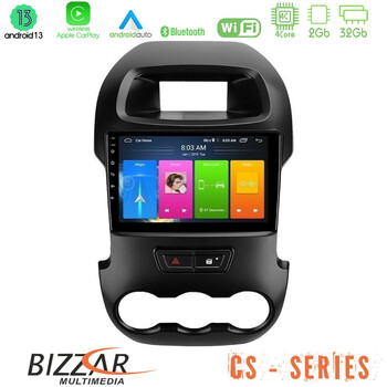 Bizzar cs Series 4core Android13 2+32gb Ford Ranger 2012-2016 Navigation Multimedia Tablet 9 u-cs-Fd0591