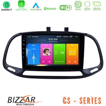 Bizzar cs Series 4core Android13 2+32gb Fiat Doblo 2015-2022 Navigation Multimedia Tablet 9 u-cs-Ft0909