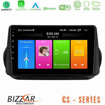 Bizzar cs Series 4core Android13 2+32gb Fiat Fiorino/citroen Nemo/peugeot Bipper Navigation Multimedia Tablet 9 u-cs-Ft1025