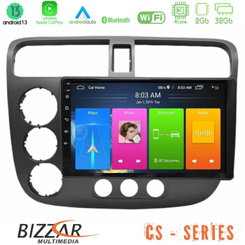 Bizzar cs Series 4core Android13 2+32gb Honda Civic 2001-2005 Navigation Multimedia Tablet 9 u-cs-Hd174n