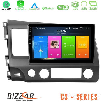 Bizzar cs Series 4core Android13 2+32gb Honda Civic 2006-2011 Navigation Multimedia Tablet 9 u-cs-Hd908