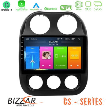 Bizzar cs Series 4core Android13 2+32gb Jeep Compass 2012-2016 Navigation Multimedia Tablet 9 u-cs-Jp0076