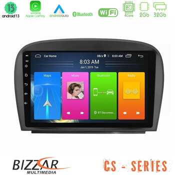 Bizzar cs Series 4core Android13 2+32gb Mercedes sl Class 2005-2011 Navigation Multimedia Tablet 9 u-cs-Mb0479