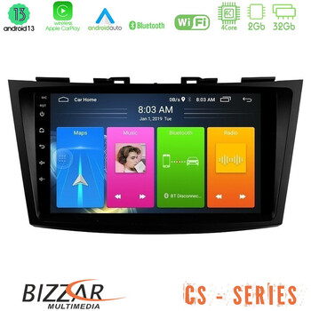 Bizzar cs Series 4core Android13 2+32gb Suzuki Swift 2011-2016 Navigation Multimedia Tablet 9 u-cs-Sz523
