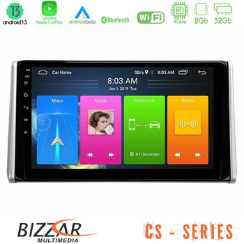 Bizzar cs Series 4core Android13 2+32gb Toyota Rav4 2019-2023 Navigation Multimedia Tablet 10 u-cs-Ty0542