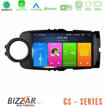 Bizzar cs Series 4core Android13 2+32gb Toyota Yaris Navigation Multimedia Tablet 9 (Μαύρο Χρώμα) u-cs-Ty0635