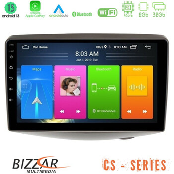 Bizzar cs Series 4core Android13 2+32gb Toyota Yaris 1999 - 2006 Navigation Multimedia Tablet 9 u-cs-Ty1047