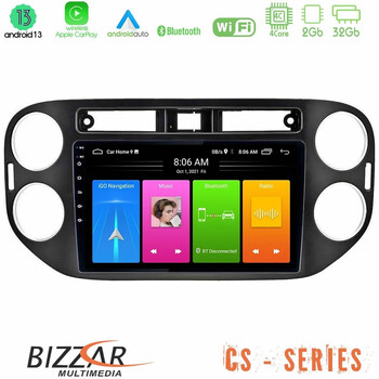 Bizzar cs Series 4core Android13 2+32gb vw Tiguan Navigation Multimedia Tablet 9 (23mm Alarm Button) u-cs-Vw0639