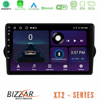 Bizzar xt2 Series 4core Android13 2+32gb Fiat Tipo 2015-2022 (Hatchback) Navigation Multimedia Tablet 9 u-xt2-Ft1281