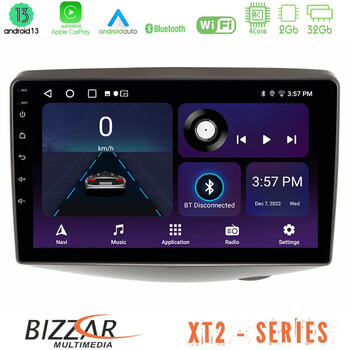 Bizzar xt2 Series 4core Android13 2+32gb Toyota Yaris 1999 - 2006 Navigation Multimedia Tablet 9 u-xt2-Ty1047