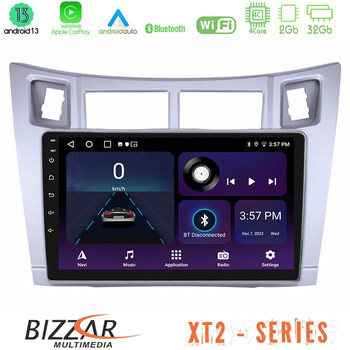 Bizzar xt2 Series 4core Android13 2+32gb Toyota Yaris Navigation Multimedia Tablet 9 (Ασημί Χρώμα) u-xt2-Ty626s