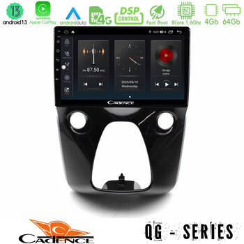 Cadence qg Series 8core Android13 4+64gb Toyota Aygo | Citroen c1 | Peugeot 108 Navigation Multimedia 10 u-qg-Ty0900