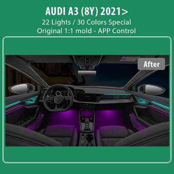 DIQ AMBIENT AUDI A3 (8Y) mod. 2021> (Digital iQ Ambient Light for Audi A3 (8Y) mod. 2021>, 22 Lights)