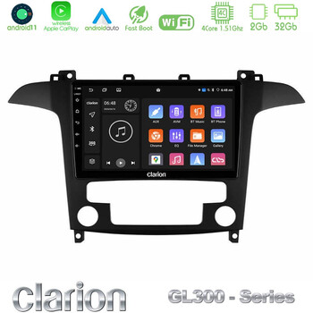 Clarion Gl300 Series Ford s-max 2006-2012 4core Android11 2+32gb Navigation Multimedia Tablet 9″ με Carplay & Android Auto με Carplay & Android Auto u-gl3-Fd409s
