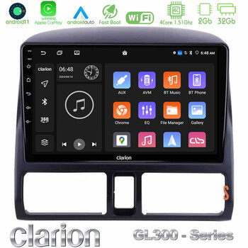 Clarion Gl300 Series 4core Android11 2+32gb Honda crv 2002-2006 Navigation Multimedia Tablet 9 με Carplay &Amp; Android Auto u-gl3-Hd0873
