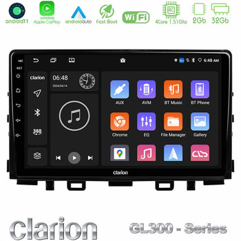 Clarion Gl300 Series 4core Android11 2+32gb kia Stonic Navigation Multimedia Tablet 9 με Carplay &Amp; Android Auto u-gl3-Ki0545