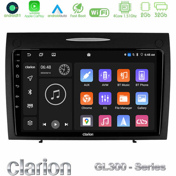 Clarion Gl300 Series 4core Android11 2+32gb Mercedes slk Class Navigation Multimedia Tablet 9 με Carplay &Amp; Android Auto u-gl3-Mb0804