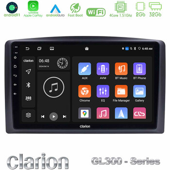 Clarion Gl300 Series 4core Android11 2+32gb Mercedes Vito 2015-2021 Navigation Multimedia Tablet 10 με Carplay &Amp; Android Auto u-gl3-Mb0779