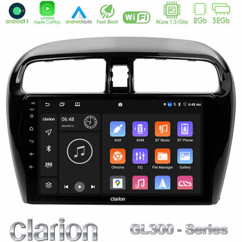 Clarion Gl300 Series 4core Android11 2+32gb Mitsubishi Space Star 2013-2016 Navigation Multimedia Tablet 9 με Carplay &Amp; Android Auto u-gl3-Mt0602