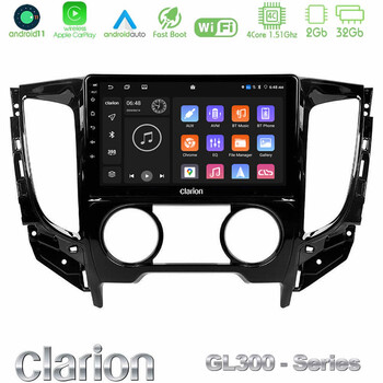 Clarion Gl300 Series 4core Android11 2+32gb Mitsubishi L200 2016-&Gt; &Amp; Fiat Fullback (Manual A/c) Navigation Multimedia Tablet 9 με Carplay &Amp; Android Auto u-gl3-Mt0620